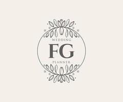 fg initialen brief hochzeitsmonogramm logos sammlung, handgezeichnete moderne minimalistische und florale vorlagen für einladungskarten, save the date, elegante identität für restaurant, boutique, café im vektor