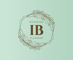 ib initialen brief hochzeitsmonogramm logos sammlung, handgezeichnete moderne minimalistische und florale vorlagen für einladungskarten, save the date, elegante identität für restaurant, boutique, café im vektor