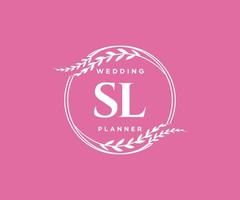 sl initialer brev bröllop monogram logotyper samling, hand dragen modern minimalistisk och blommig mallar för inbjudan kort, spara de datum, elegant identitet för restaurang, boutique, Kafé i vektor