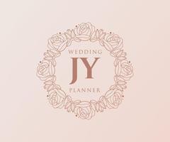 jy initialen brief hochzeitsmonogramm logos sammlung, handgezeichnete moderne minimalistische und florale vorlagen für einladungskarten, save the date, elegante identität für restaurant, boutique, café im vektor