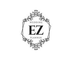 ez initialer brev bröllop monogram logotyper samling, hand dragen modern minimalistisk och blommig mallar för inbjudan kort, spara de datum, elegant identitet för restaurang, boutique, Kafé i vektor