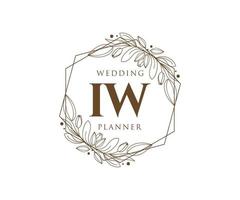 iw initialen brief hochzeitsmonogramm logos sammlung, handgezeichnete moderne minimalistische und florale vorlagen für einladungskarten, save the date, elegante identität für restaurant, boutique, café im vektor