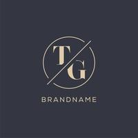 anfangsbuchstabe tg-logo mit einfacher kreislinie, eleganter monogramm-logo-stil vektor