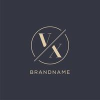 första brev vx logotyp med enkel cirkel linje, elegant se monogram logotyp stil vektor