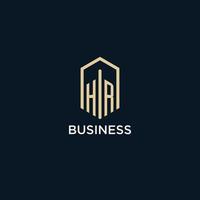 hr anfängliches monogrammlogo mit sechseckigem formstil, inspiration für ideen zum design von immobilienlogos vektor