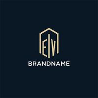 ev Anfangsmonogramm-Logo mit sechseckigem Formstil, Inspiration für Designideen für Immobilienlogos vektor