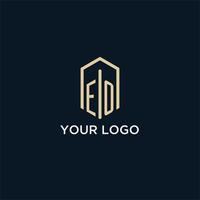 eo första monogram logotyp med hexagonal form stil, verklig egendom logotyp design idéer inspiration vektor