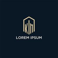 km första monogram logotyp med hexagonal form stil, verklig egendom logotyp design idéer inspiration vektor