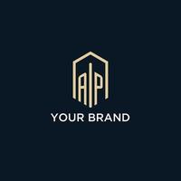 ap Anfangsmonogramm-Logo mit sechseckigem Formstil, Inspiration für Designideen für Immobilienlogos vektor