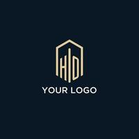 ho anfängliches Monogramm-Logo mit sechseckigem Formstil, Inspiration für Designideen für Immobilienlogos vektor