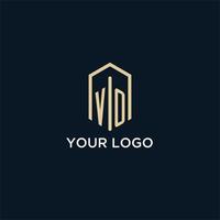 vo första monogram logotyp med hexagonal form stil, verklig egendom logotyp design idéer inspiration vektor