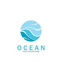 Ozeanwelle Meer Logo Vektor Illustration Designvorlage