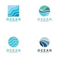 Ozeanwelle Meer Logo Vektor Illustration Designvorlage