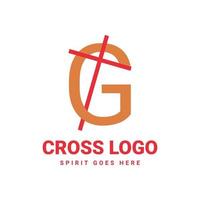 Buchstabe g anfängliches Kreuz-Vektor-Logo-Design vektor