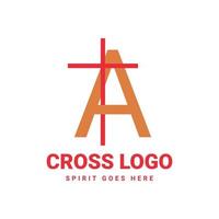 Schreiben Sie ein anfängliches Kreuz-Vektor-Logo-Design vektor
