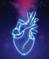 hjärta formad lysande Ränder illustration på natt himmel bakgrund. vektor