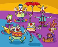 cartoon lustige clowns und komiker charaktergruppe vektor