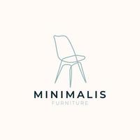 enkel minimalistisk stol linje konst möbel interiör logotyp design med platt vektor grafik