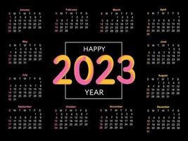 2023 kalender år vektor illustration. de vecka börjar på söndag. jul snöflingor kalender 2023 mall. kalender design söndag i röd färger. vektor
