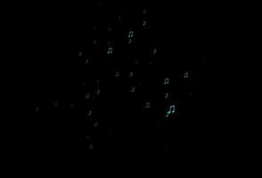 dunkelblauer, grüner Vektorhintergrund mit Musiksymbolen. vektor