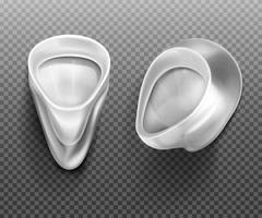 Keramik-Urinal in Vorder- und Seitenansicht der männlichen Toilette vektor