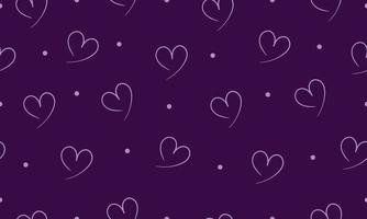 Nahtloses Muster aus lila Herzen und Tupfen auf lila Hintergrund vektor