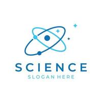 Logo-Design für moderne Wissenschaftspartikel oder Molekülelemente. Logo für Wissenschaft, Atom, Biologie, Technologie, Physik, Labor. vektor