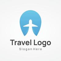 Logo-Template-Design der Flugticketagentur, Urlaub, Reisen im Sommer isoliert auf Hintergrund. Logo für Unternehmen, Marken, Agenturen und Reisen. vektor