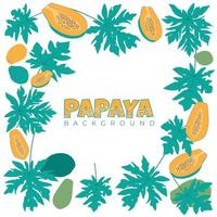 grön orange natur bakgrund med papaya och papaya blad design vektor
