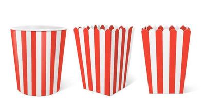 gestreifte Papierschachtel für Popcorn im Kino vektor