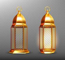 arabische lampen, goldene arabische laternen mit verzierung vektor