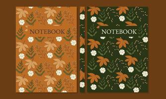 abstrakt botanisk omslag uppsättning. sömlös mönster blommig design. brun grön bakgrund. storlek a4 för anteckningsböcker, planerare, broschyrer, böcker, kataloger. vektor
