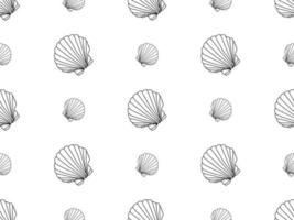 kammusslor tecknad serie karaktär sömlös mönster på vit bakgrund vektor