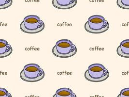 kaffe tecknad serie karaktär sömlös mönster på orange bakgrund vektor