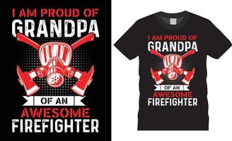 Feuerwehrmann kreativer T-Shirt-Designvektor. Ich bin stolz auf Opa vektor
