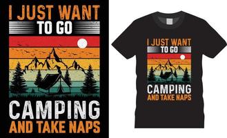 Camper kreativer T-Shirt-Designvektor. Ich gehe nur zum Campng vektor