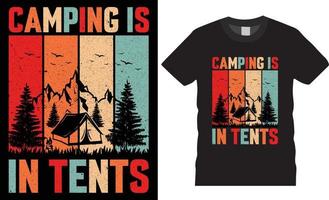 camping kreativ t-shirt design vektor. camping är i tält vektor