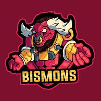 bismons maskot logotyp gaming vektor