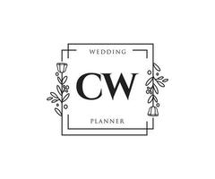 anfängliches cw feminines logo. verwendbar für Natur-, Salon-, Spa-, Kosmetik- und Schönheitslogos. flaches Vektor-Logo-Design-Vorlagenelement. vektor