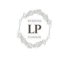 lp initialen brief hochzeitsmonogramm logos sammlung, handgezeichnete moderne minimalistische und florale vorlagen für einladungskarten, save the date, elegante identität für restaurant, boutique, café im vektor