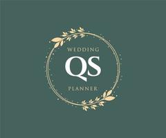 qs initialen brief hochzeitsmonogramm logos sammlung, handgezeichnete moderne minimalistische und florale vorlagen für einladungskarten, save the date, elegante identität für restaurant, boutique, café im vektor