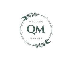 qm Initialen Brief Hochzeit Monogramm Logos Sammlung, handgezeichnete moderne minimalistische und florale Vorlagen für Einladungskarten, Save the Date, elegante Identität für Restaurant, Boutique, Café im Vektor