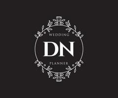 dn initialen brief hochzeitsmonogramm logos sammlung, handgezeichnete moderne minimalistische und florale vorlagen für einladungskarten, save the date, elegante identität für restaurant, boutique, café im vektor