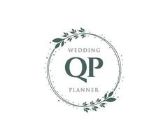 qp initialen brief hochzeitsmonogramm logos sammlung, handgezeichnete moderne minimalistische und florale vorlagen für einladungskarten, save the date, elegante identität für restaurant, boutique, café im vektor