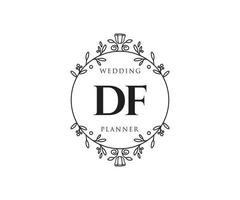 df initialen brief hochzeitsmonogramm logos sammlung, handgezeichnete moderne minimalistische und florale vorlagen für einladungskarten, save the date, elegante identität für restaurant, boutique, café im vektor