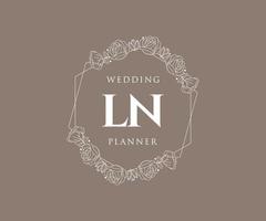 ln Initialen Brief Hochzeit Monogramm Logos Sammlung, handgezeichnete moderne minimalistische und florale Vorlagen für Einladungskarten, Save the Date, elegante Identität für Restaurant, Boutique, Café im Vektor