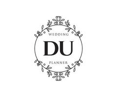 du initials brief hochzeitsmonogramm logos sammlung, handgezeichnete moderne minimalistische und florale vorlagen für einladungskarten, save the date, elegante identität für restaurant, boutique, café im vektor