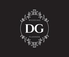 dg initialen brief hochzeitsmonogramm logos sammlung, handgezeichnete moderne minimalistische und florale vorlagen für einladungskarten, save the date, elegante identität für restaurant, boutique, café im vektor