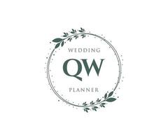 qw initialen brief hochzeitsmonogramm logos sammlung, handgezeichnete moderne minimalistische und florale vorlagen für einladungskarten, save the date, elegante identität für restaurant, boutique, café im vektor