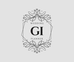 gi initialen brief hochzeitsmonogramm logos sammlung, handgezeichnete moderne minimalistische und florale vorlagen für einladungskarten, save the date, elegante identität für restaurant, boutique, café im vektor